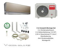 VIVAX V DESIGN GOLD 12000 BTU + 2 m Komplett SET 3,8 KW Split Klimaanlage A+++