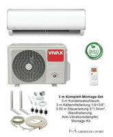 VIVAX M Design 9000 BTU + 3 m Komplett Montageset 2,6 KW Split Klimaanlage A++